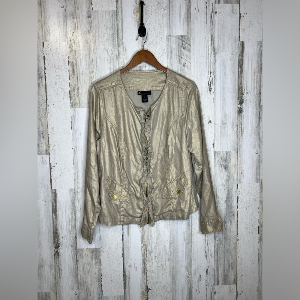 Lane Bryant Women's Plus Size Gold Shimmer Jacket Gold Size 16